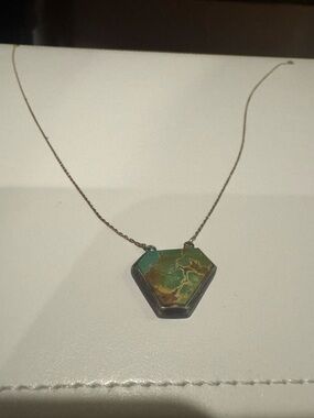 Geometric Green Patina Pendant Necklace - Women's Jewelry